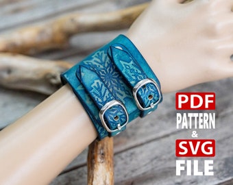 Laser SVG and PDF Pattern. Unisex Leather Cuff in Two Sizes