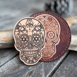 Day of The Dead Stamp, Sugar Skull Wooden Stamp for Leather Crafting