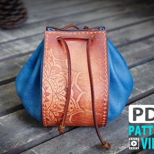 PDF leather Pattern for Large Dice Pouch/ Drawstring Pouch Pattern / Video Tutorial image 4