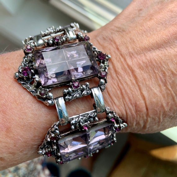 1940s windowpane cut glass amethyst bracelet
