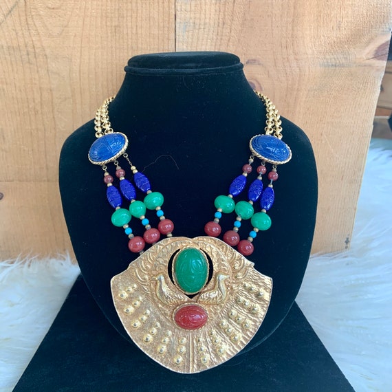 1960s Egyptian revival bib necklace