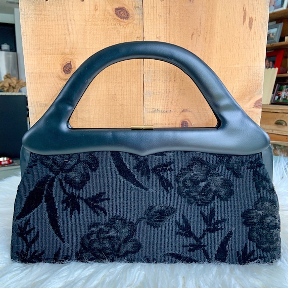 Verdi USA , black corduroy oversized 1940s purse