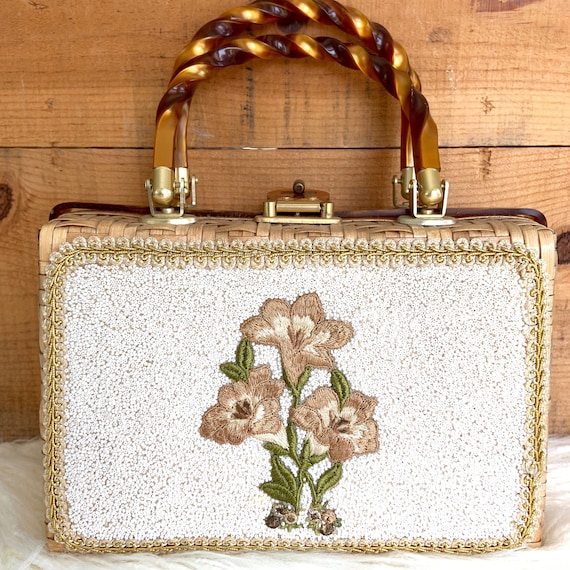 Stunning Lucite and beaded,wicker purse