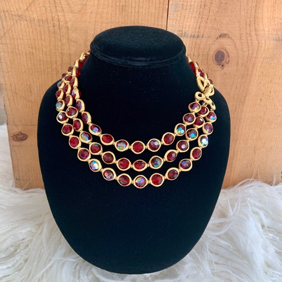 Fabulous red aurora borealis collar necklace