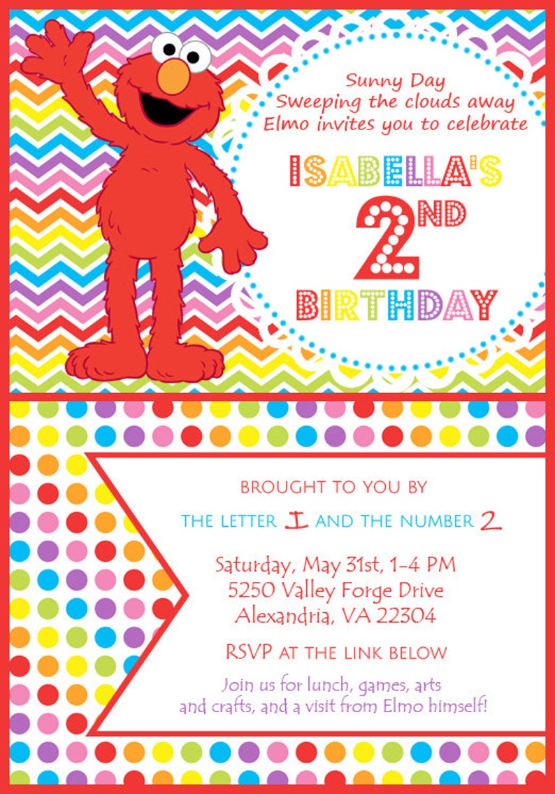 Printable Editable Elmo Birthday Party Invitation Digital Etsy