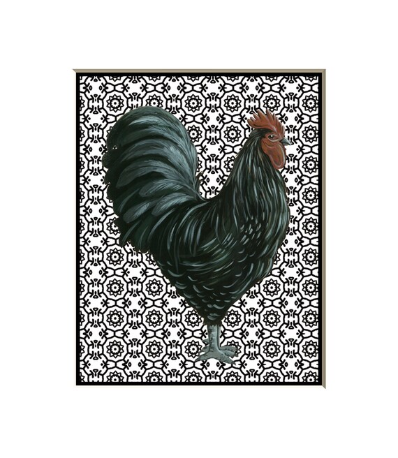 Rooster Decor Black And White Rooster Art Rooster Print Etsy
