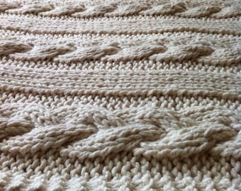 PDF download - Giant Cable Knit Blanket or Throw Knitting Pattern