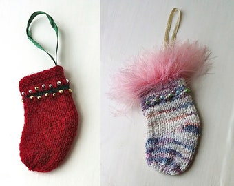 PDF download - Christmas Stocking tree decoration Knitting Pattern