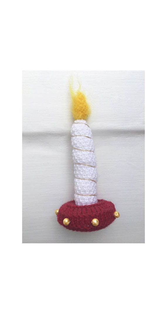 Pattern - Christmas Candle decoration Knitting Pattern - Printed A5