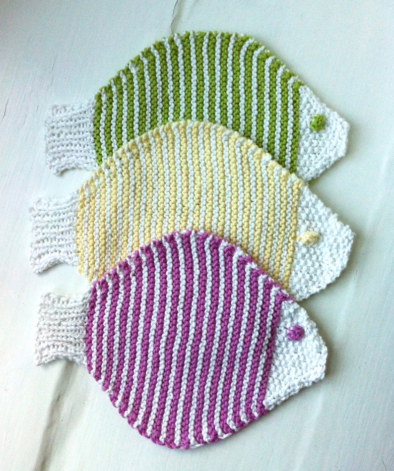 Fishcloth dishcloth Knitting Pattern Printed A5 Etsy