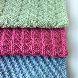 Pattern - Three Reversible Cloths Knitting Pattern - Printed A5
