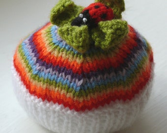 Pattern - Rainbow Ladybird Cupcake Knitting Pattern - Printed A5