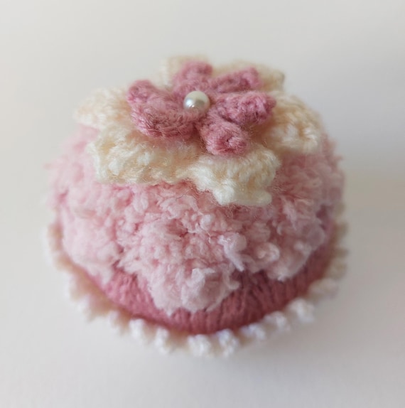Pattern - Triple Flower Cupcake Knitting Pattern novelty knit - Printed A5