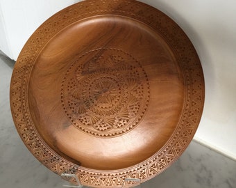 Polish Highlander Carved Wood Plate: Folk Art Chip Carved Decor (13 inch)