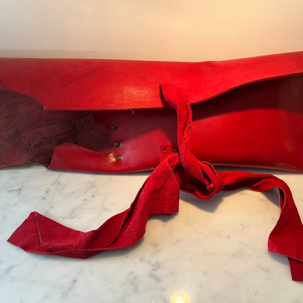 One of a kind Giant Red Leather Clutch, Dramatic Unique design custom made Purse