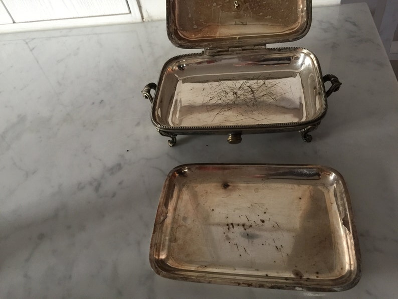 Silver Plate Elkington & Co. Chafing Dish Double Food Warming Stand Buffet Heated Serving Tray