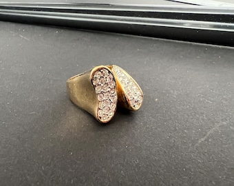Vergoldetes Metall und Strass Ring Modeschmuck