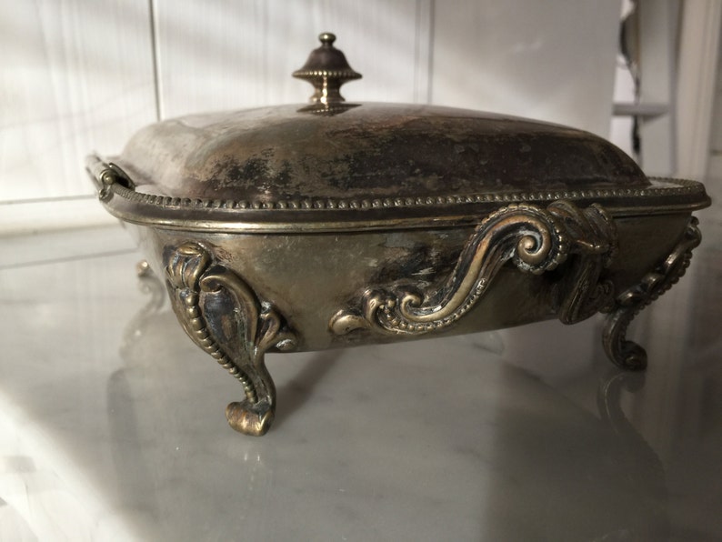 Silver Plate Elkington & Co. Chafing Dish Double Food Warming Stand Buffet Heated Serving Tray