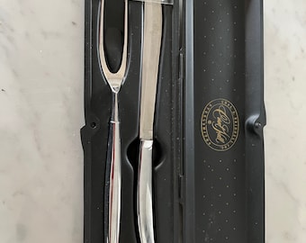 MCM Carvel Hall Stainless Carving Set: Danish Modern Cutlery in Case