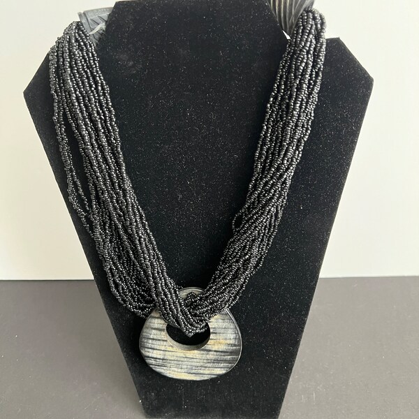 Collier En Corne Noire Style Catherine Noll - Longueur 51-55 Cm - Look Ethnique Chic