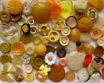 Yellow Vintage button collection