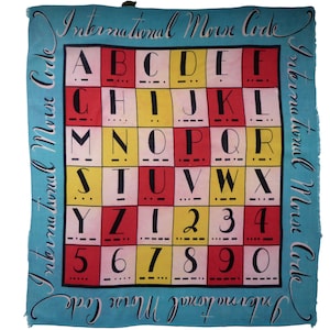 Textil vintage extremadamente raro llamado "Código Morse internacional" diseñado para/por Glentex