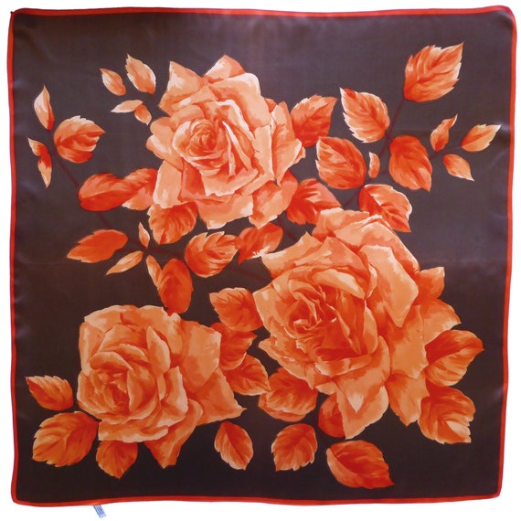 St Michael's Rose – Original vintage floral scarf… - image 1