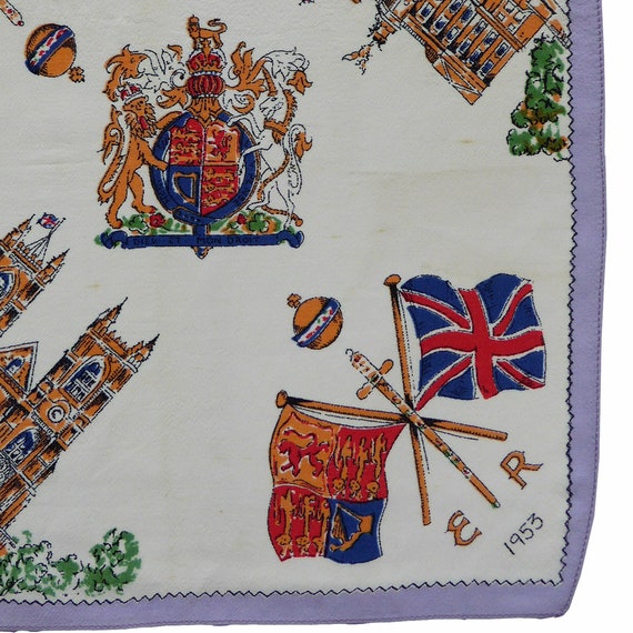 Original fifties souvenir handkerchief - E R 1953… - image 5