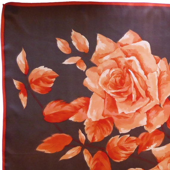 St Michael's Rose – Original vintage floral scarf… - image 2