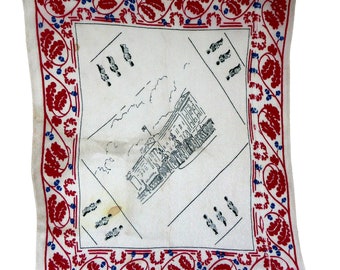 Vintage souvenir handkerchief featuring Buckingham Palace