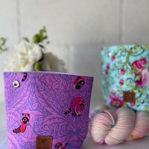 Tula Pink Tiny Beasts| Summer 2022  | Squirrels and Raccoons |Set of two ball cozies | yarn sacks