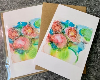 Ink Flowers I Blank Note Card