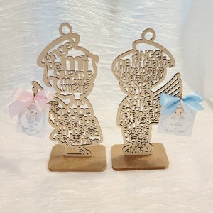 Personalized Angel Baptism Centerpiece: Laser-Cut Boy or Girl Favor