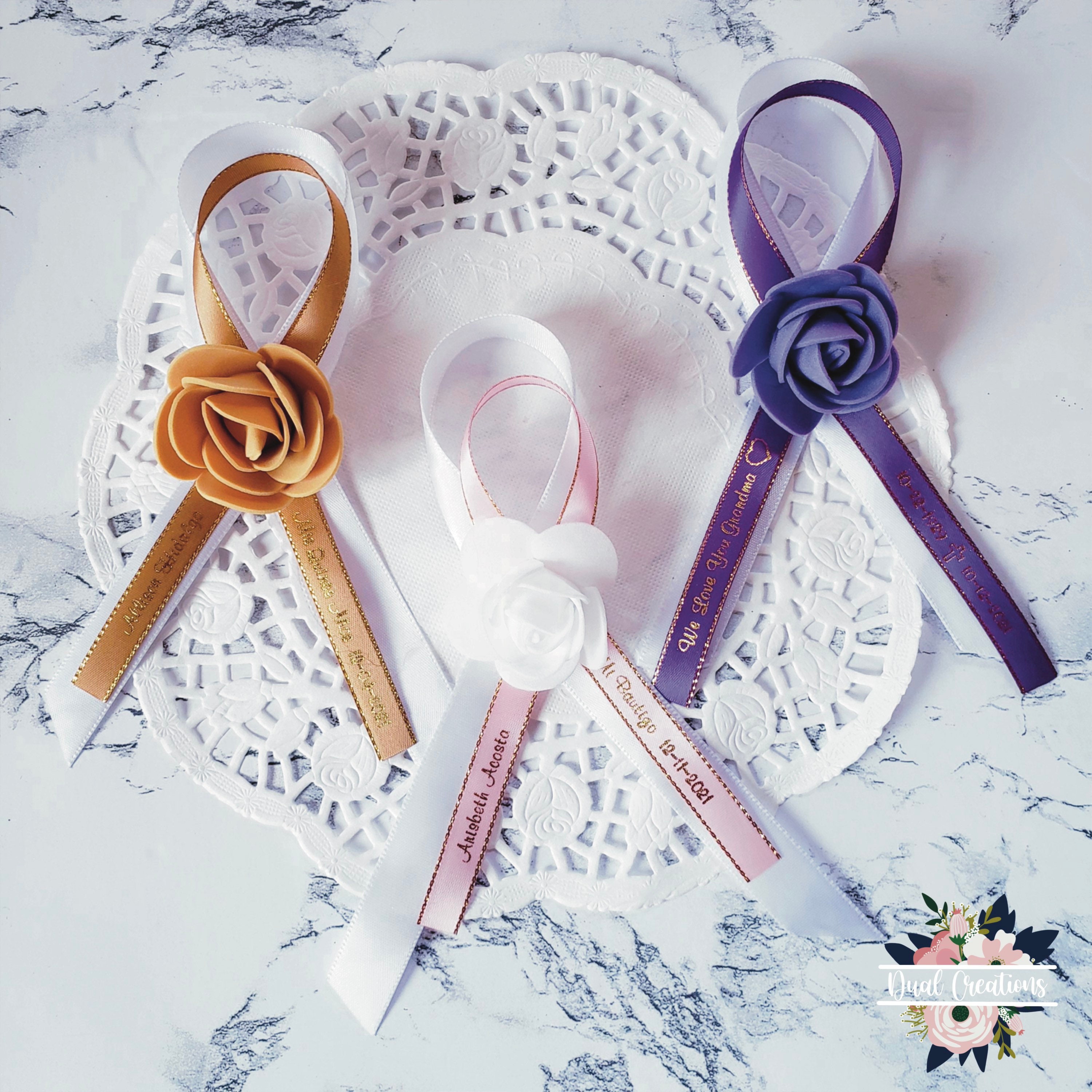 Personalized Wedding Capias: Printed Ribbon Brooch Favors, Set of 12 - Etsy