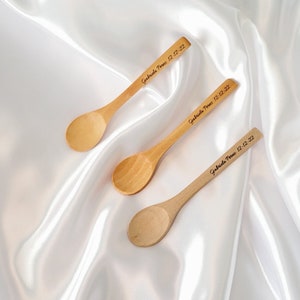 Set of 12 Personalized Wood Spoons: Engraved Bridal Shower Favors