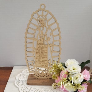 Guadalupe Virgen centerpiece, baptism favors, funeral favors, laser cut mexican virgen, spanish prayers, first communion favors