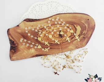 Gold Acrylic Rosary Favors: Baptism, Funeral, Communion (Set of 12)