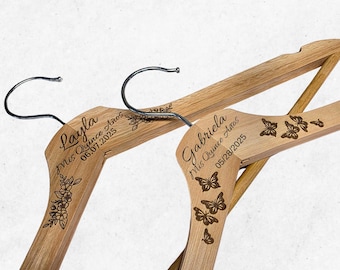Personalized Quinceañera Dress Hanger: Engraved Wood, Custom Keepsake
