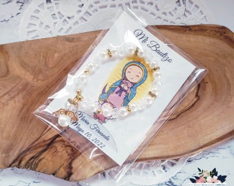 12 Baptism favors, spanish,personalized baptism cards with bracelet, angel bracelet, guest gifts