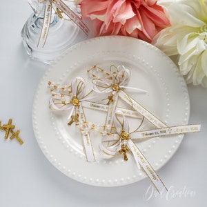 Personalized Rosary Ribbon Favors: Set of 12 Memorial Gift Ribbons