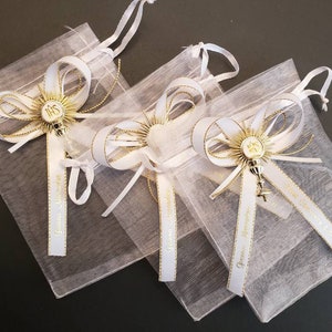 Personalized First Communion Favor Bag: Organza Pouch with Ribbon