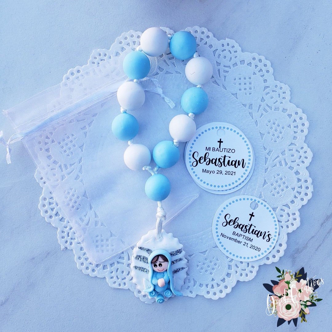 Baptism Rosary Party Favor,blue Rosary, Rosario De Bautizo, Baptism