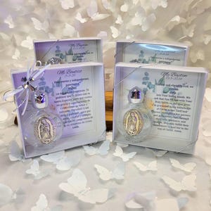 Personalized Holy Water Baptism Favors: Silver Cross, Prayer