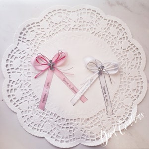 Personalized Silver Edge Ribbon: Baptism, Wedding Favor Ribbons