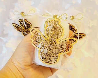 Baptism party favor with guardian angel wood prayer,boys baptism favors,girls baptism favors,party favors,handmade candle