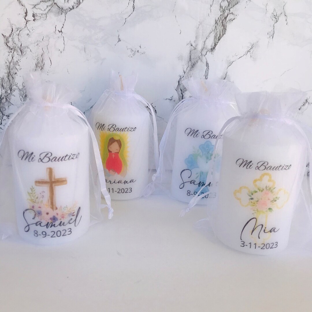 Personalized Baptism Candle,baptism Favors,personalized Candle Favors