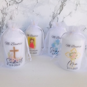 Personalized Baptism Candle,Baptism Favors,Personalized Candle Favors,Baptism Boy,Baptism Girl,Candle Favors In Organza Pouch,custom favors