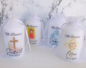 Personalized Baptism Candle,Baptism Favors,Personalized Candle Favors,Baptism Boy,Baptism Girl,Candle Favors In Organza Pouch,custom favors