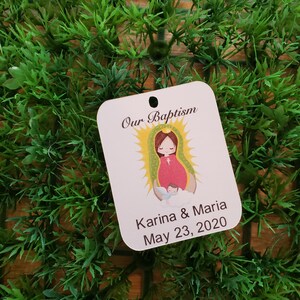 Personalized Our Lady of Guadalupe Favor Tags: Baptism Gift