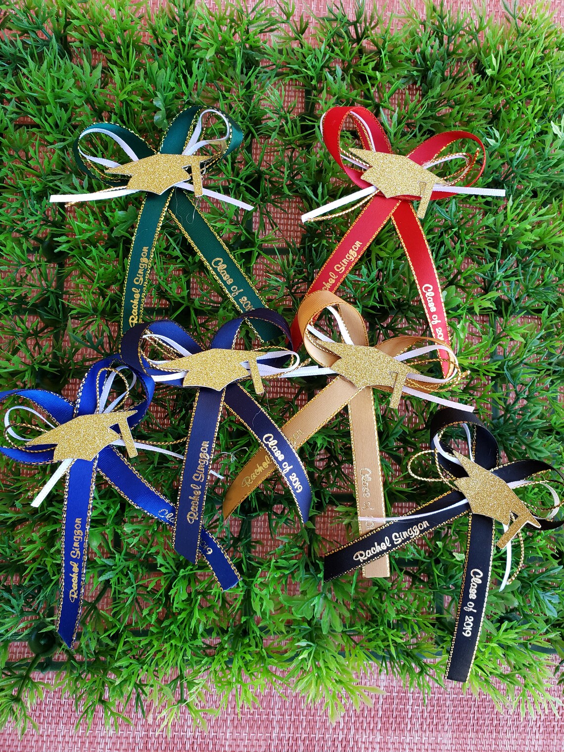 Graduation Personalized favor ribbon/capias/premade bows/favor Etsy